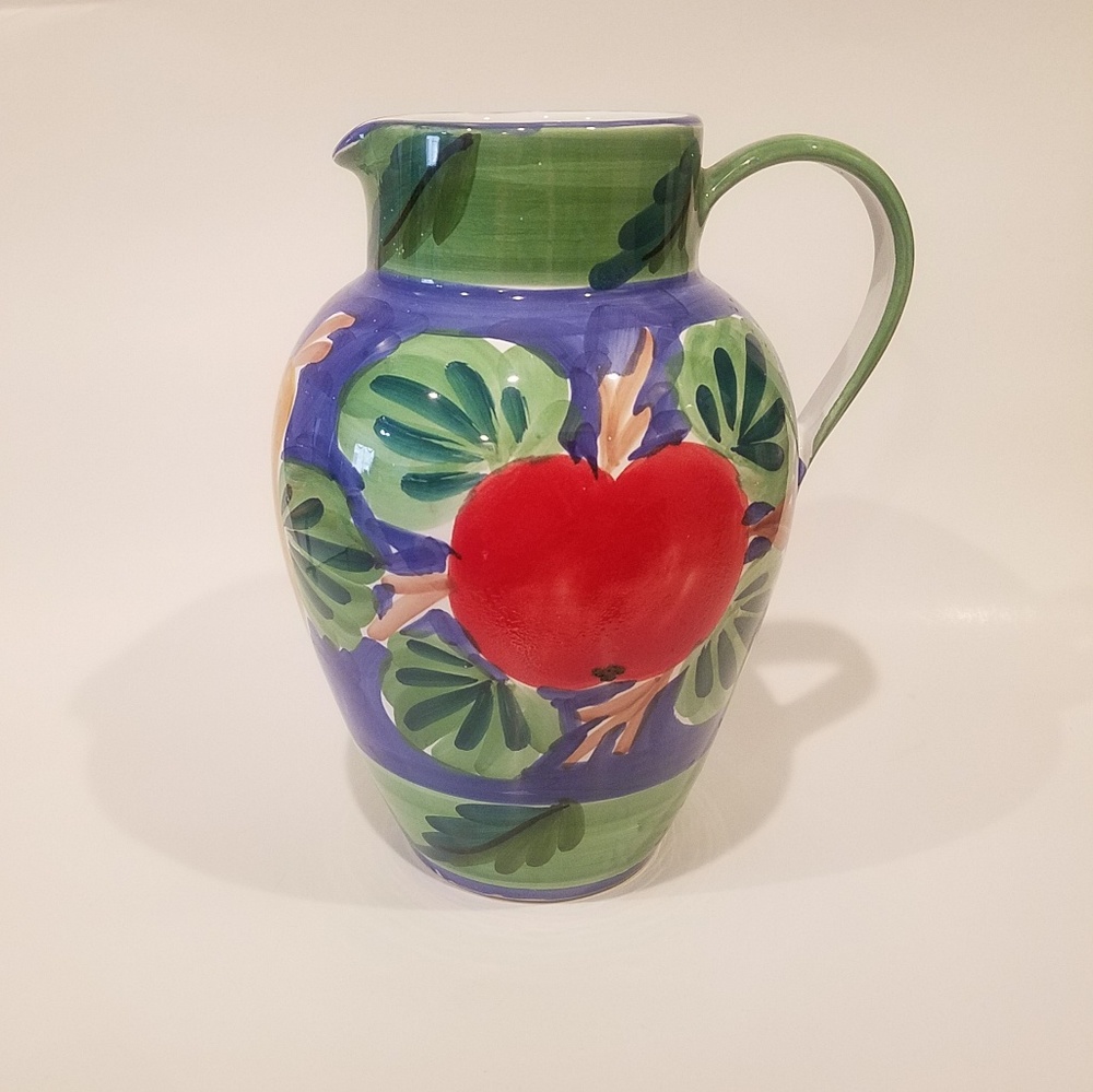 Pier 1 Import Fruit handpainted jar pitcher ITALY RARE